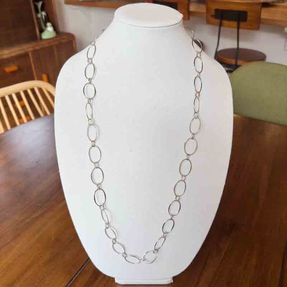 Robert Lee Morris Sterling Silver Necklace Wide Hoops ~36" Signed RLM Studio - Picture 4 of 12